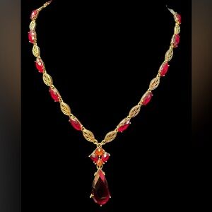 Elegant Red and Gold Necklace